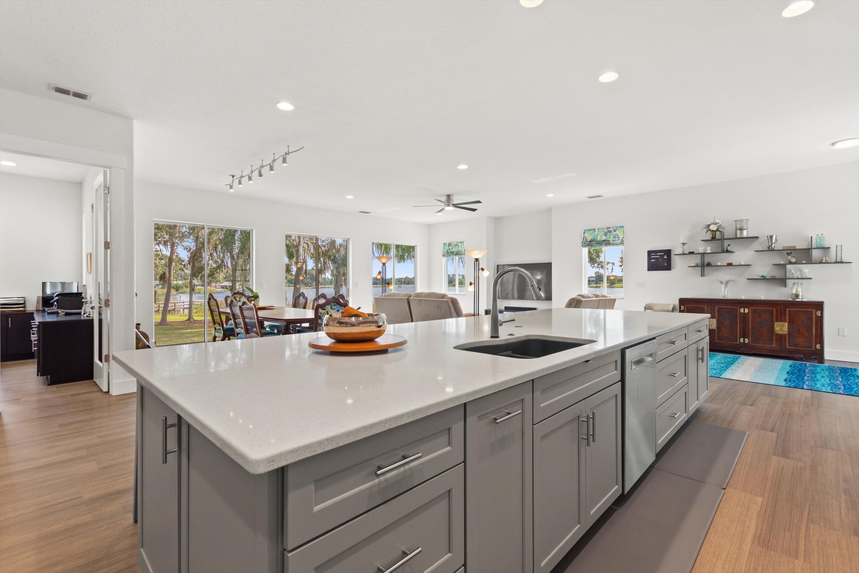 Kitchen with lake view